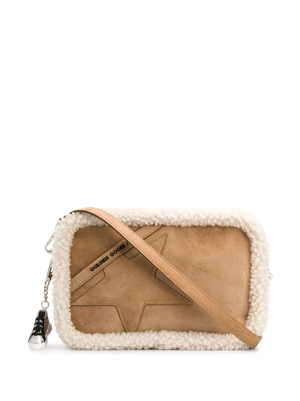 shearling trim shoulder bag - 1