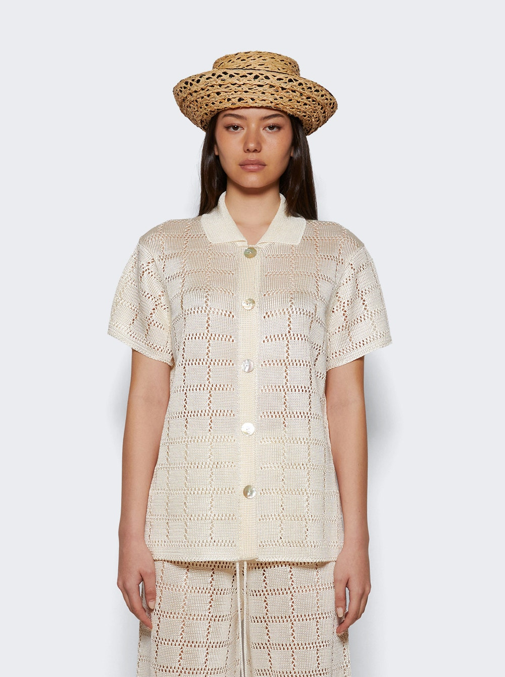 Short Sleeve Patchwork Shirt Natural - 2