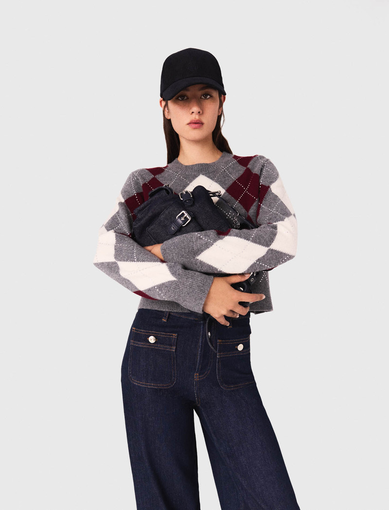 Cropped argyle pattern sweater 5