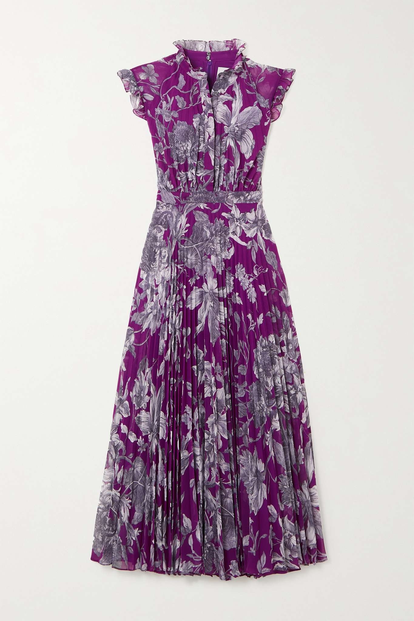 Roisin pleated floral-print voile midi dress - 1
