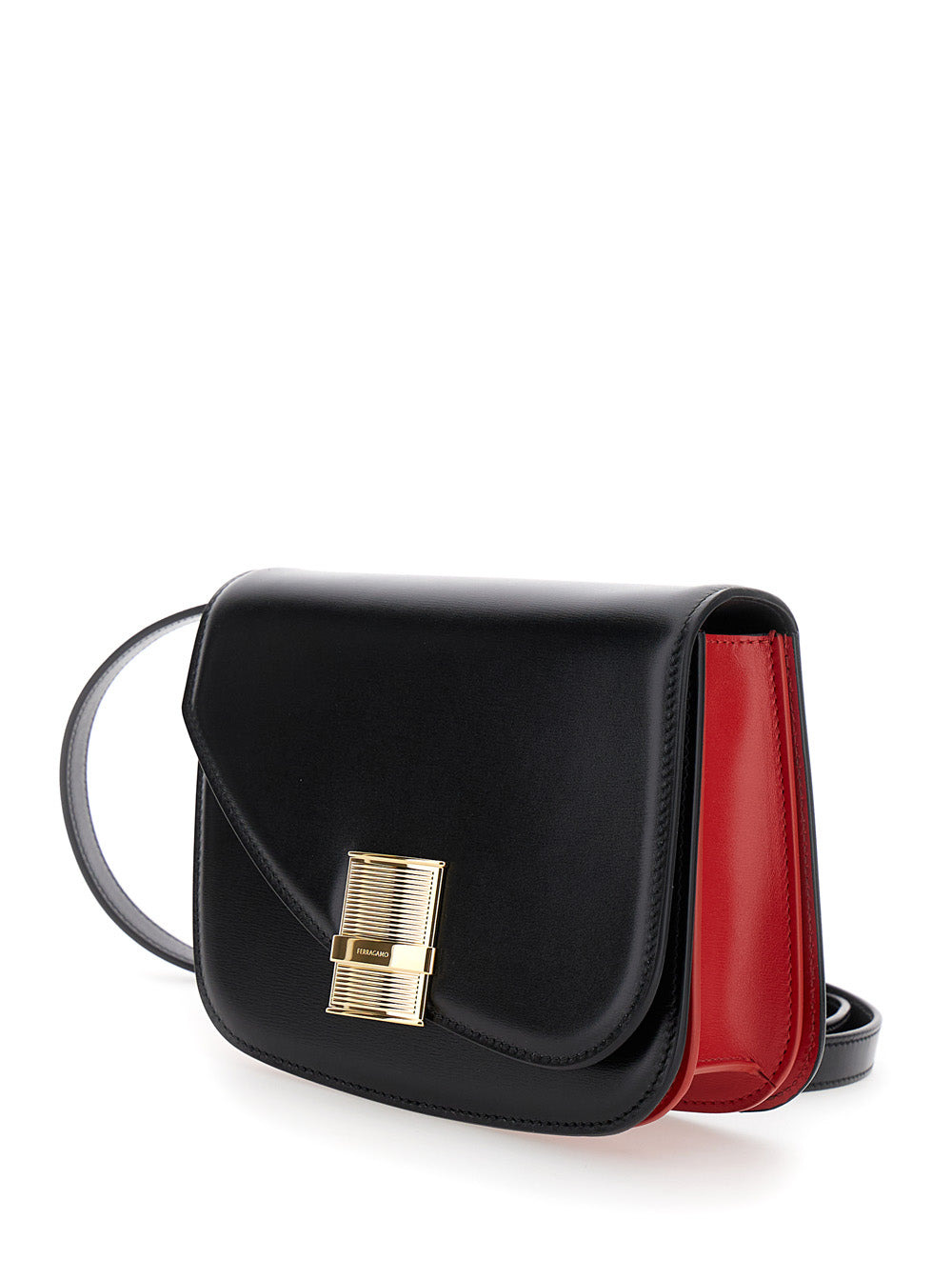Ferragamo Women 'Fiamma S' Black Asymmetric Crossbody Bag With Logo Detail In Leather Woman - 2