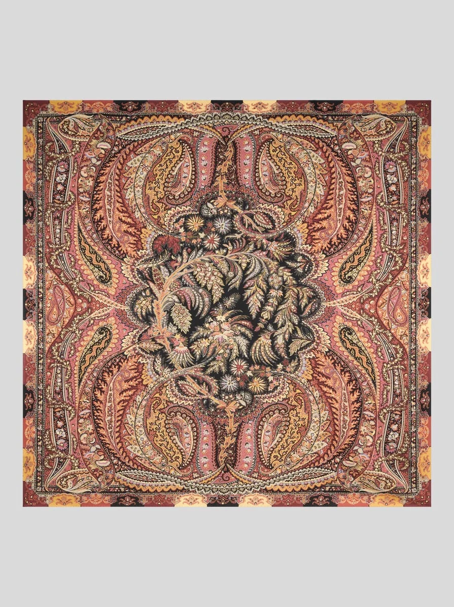 WOOL AND SILK SHAWL WITH PRINT - 1