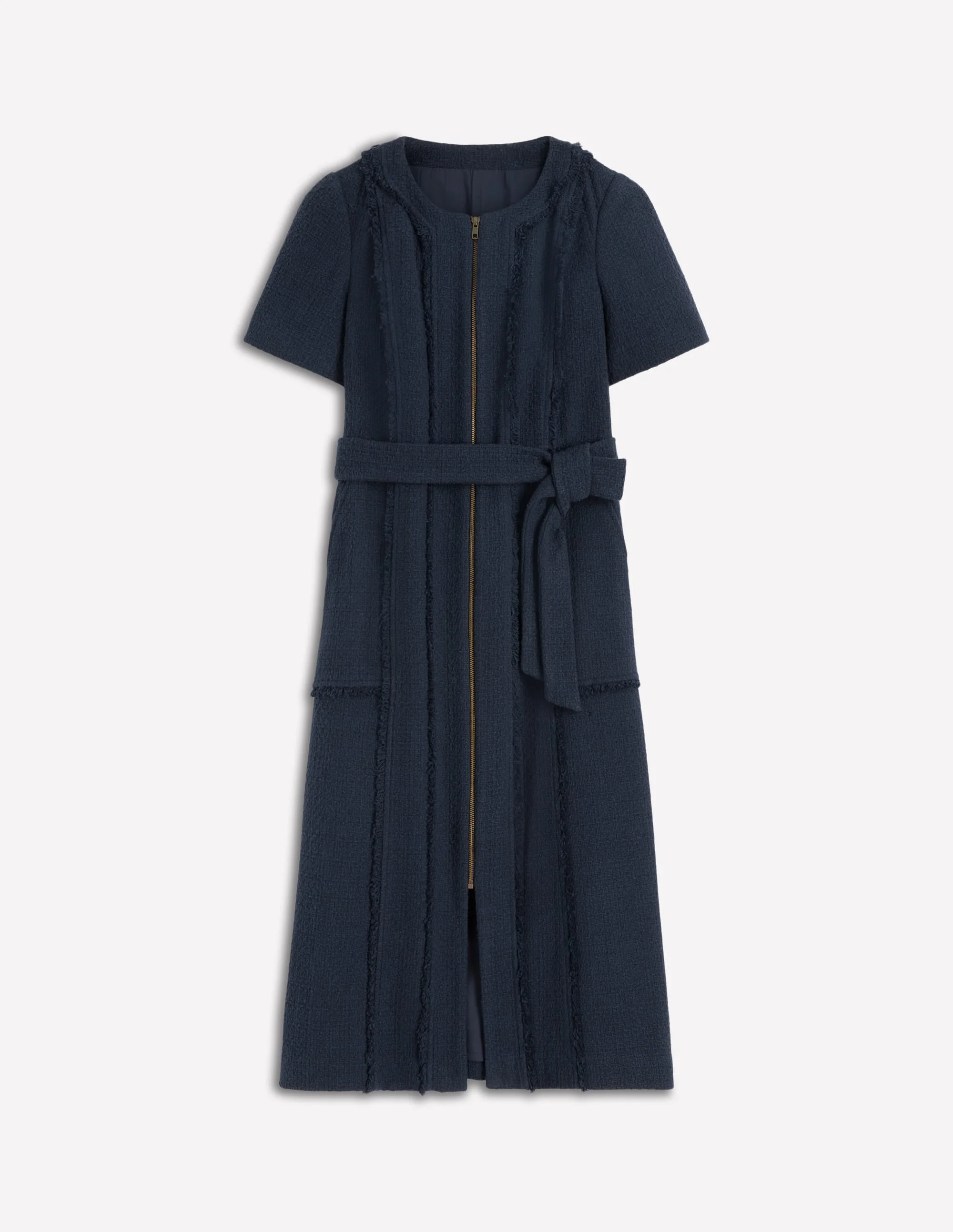Ruth Zip Texture Dress-Navy - 1