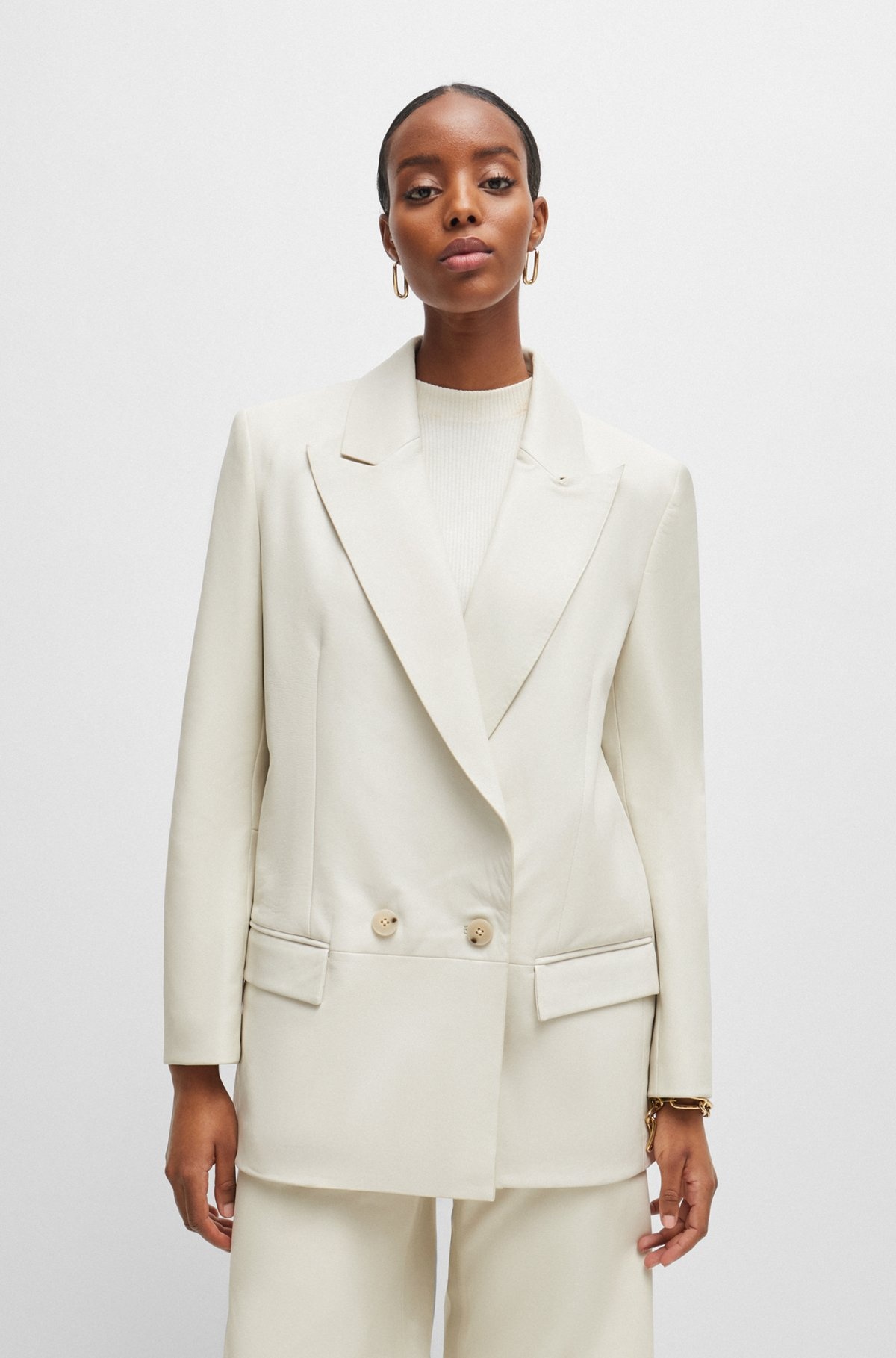 LONGLINE DOUBLE-BREASTED JACKET IN LEATHER - 2
