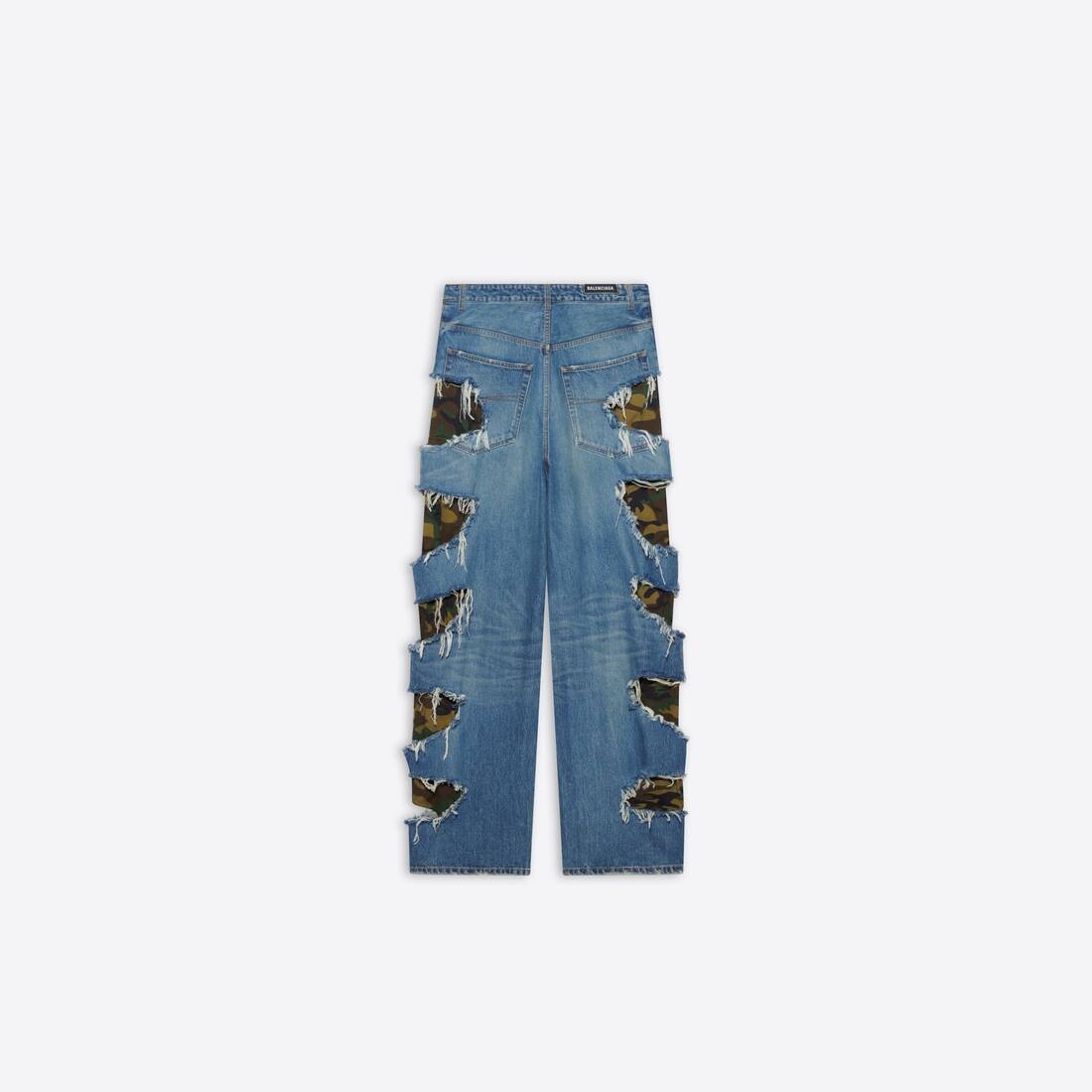 Slashed Large Baggy Pants in Blue - 2