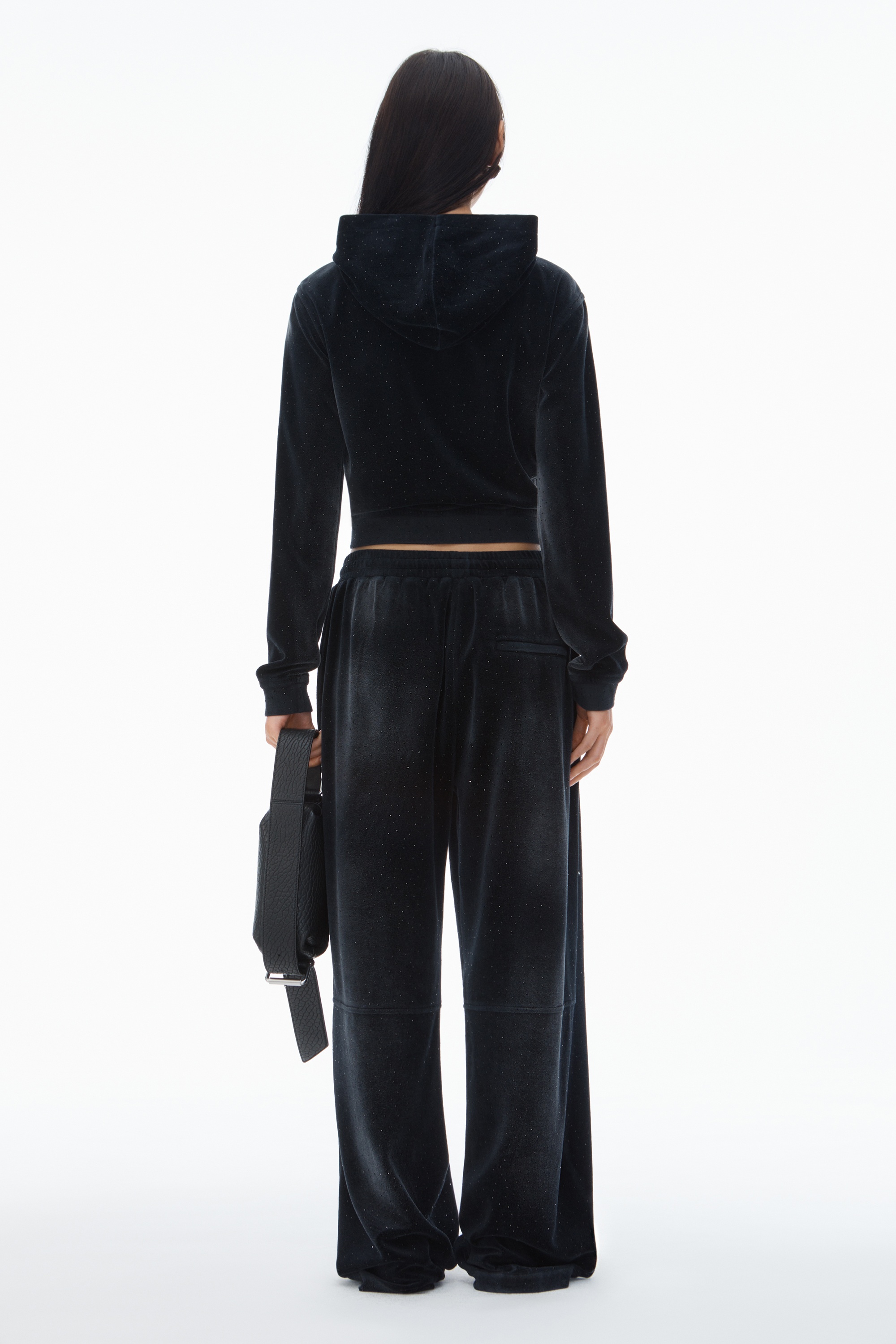 Sweatpant with Clear Bead Hotfix in Crushed Velour - 5