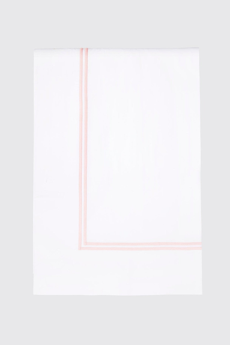 Luisa Top Sheet in White & Powder Pink Cotton 1