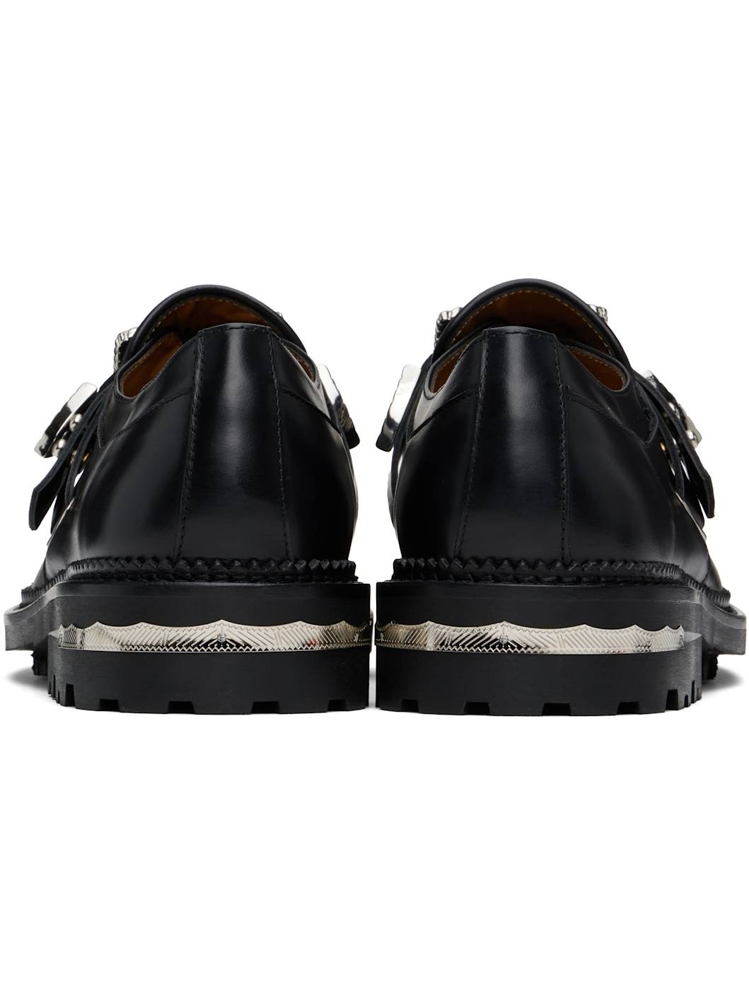 SSENSE Exclusive Black Hard Leather Monkstraps - 2