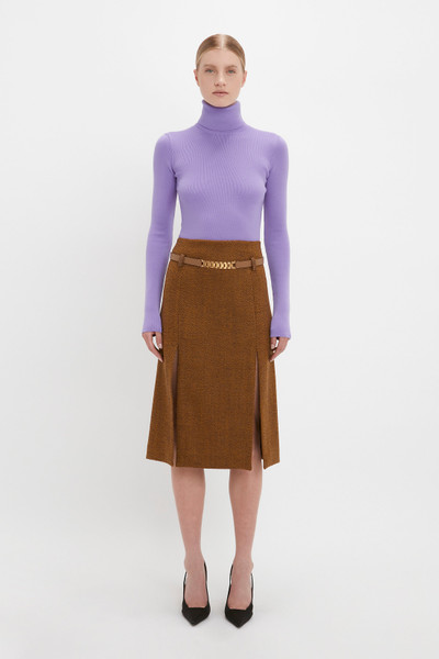 Victoria Beckham Double Layer Split Skirt In Caramel outlook