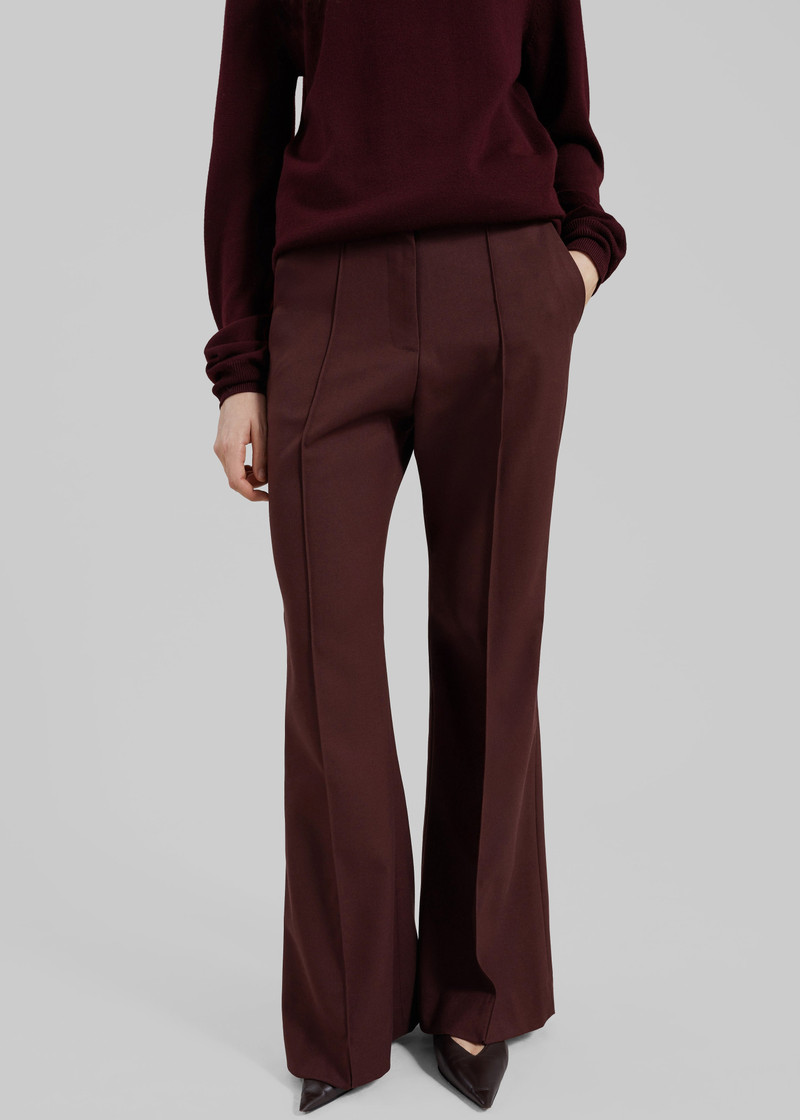 Kvale Pintuck Flared Trousers - Burgundy 5