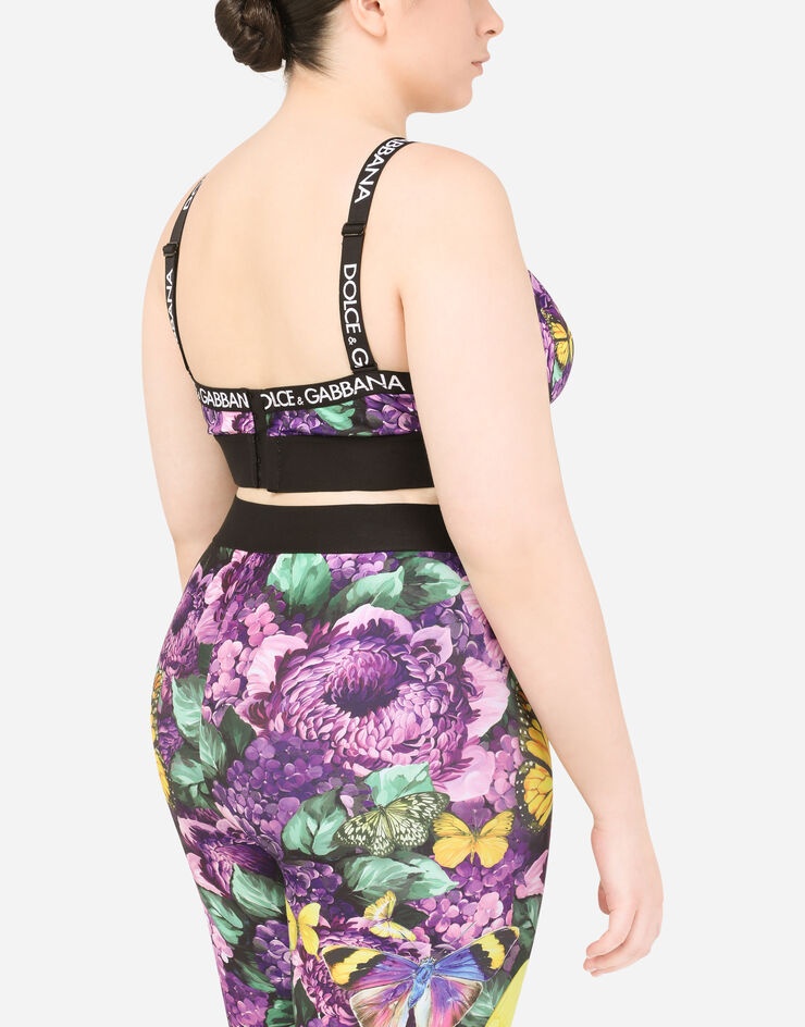 Butterfly-print triangle bra with branded elastic - 6