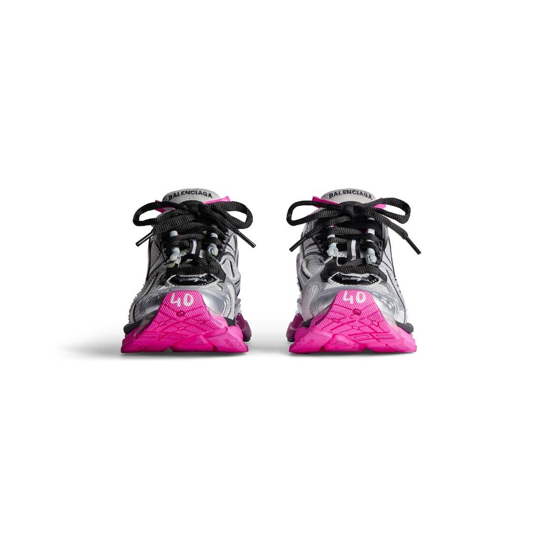 Women's Runner Sneaker in Silver/black/neon-pink - 3