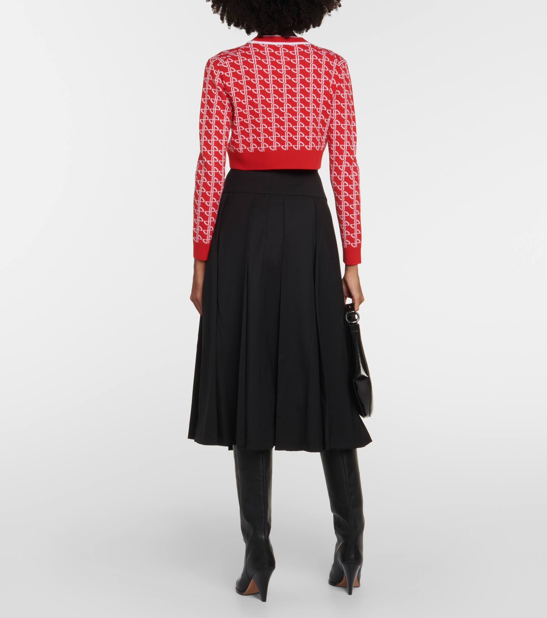 High-rise wool-blend pleated skirt - 3