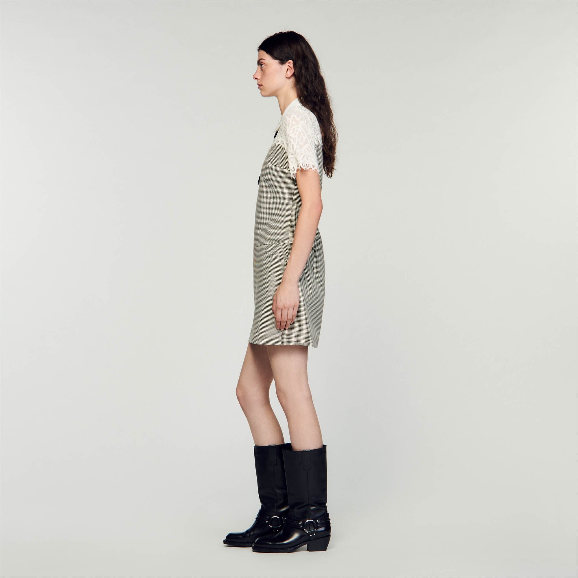 TWO-MATERIAL SHORT DRESS - 7