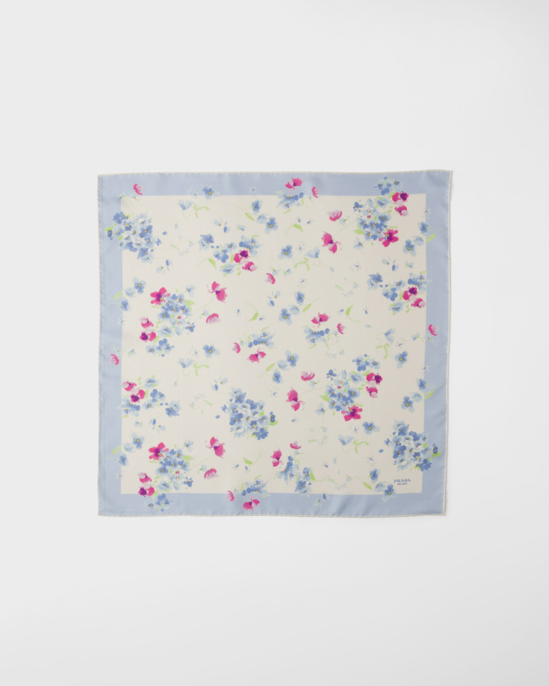 Printed silk twill scarf, 55 X 55 cm 3