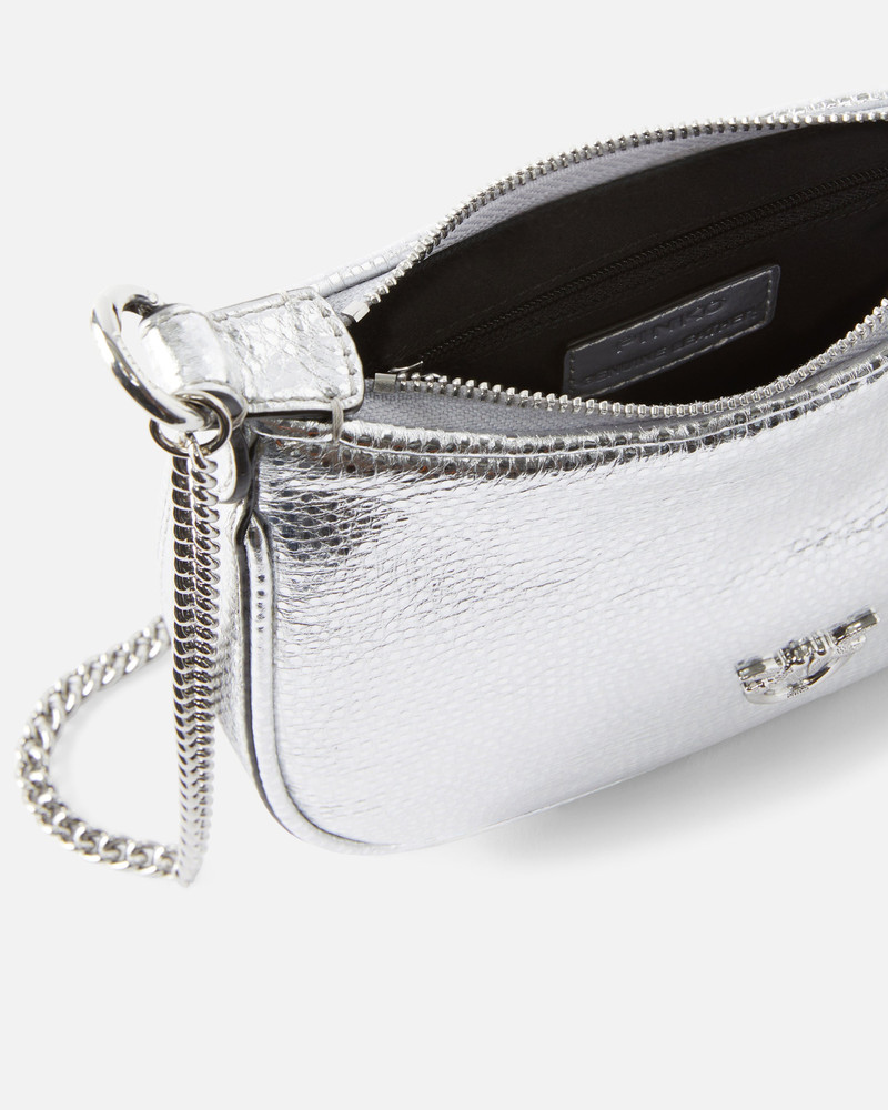 HALF MOON BABY HANDBAG IN LAMINATED LEATHER WITH RHINESTONES 4