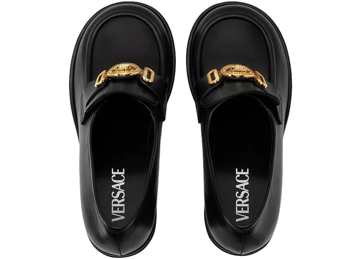 Versace Medusa Biggie 75mm Platform Loafers Black Leather - 3