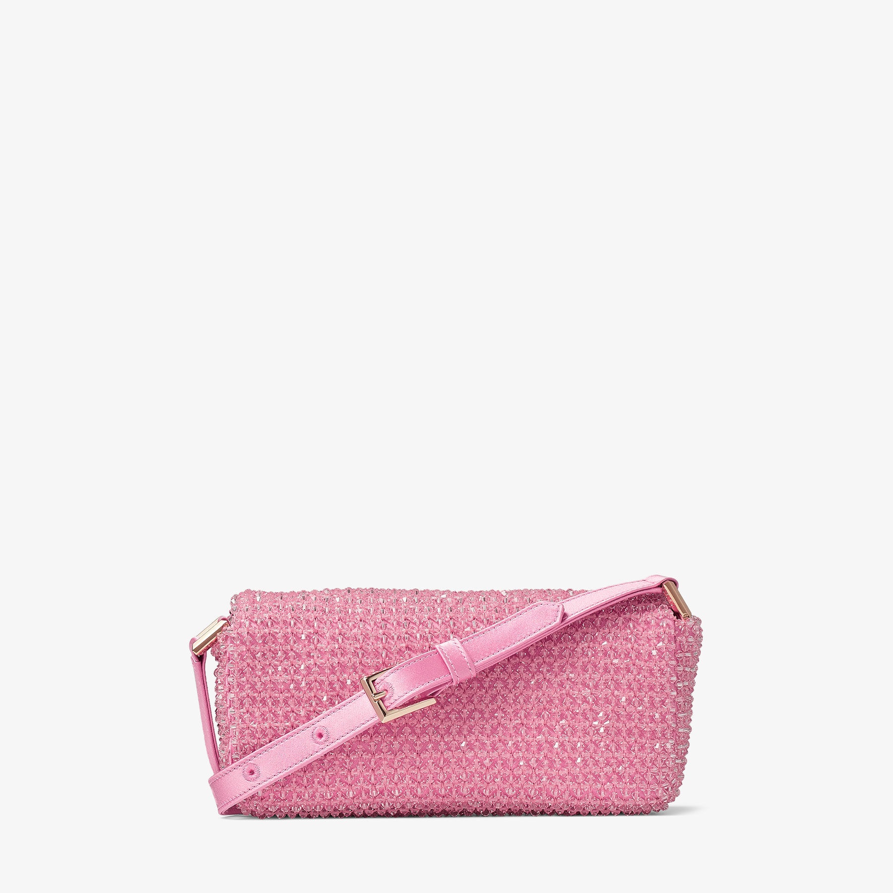 Avenue Mini Shoulder
Candy Pink Satin Mini Shoulder Bag with Crystal Fringe - 7
