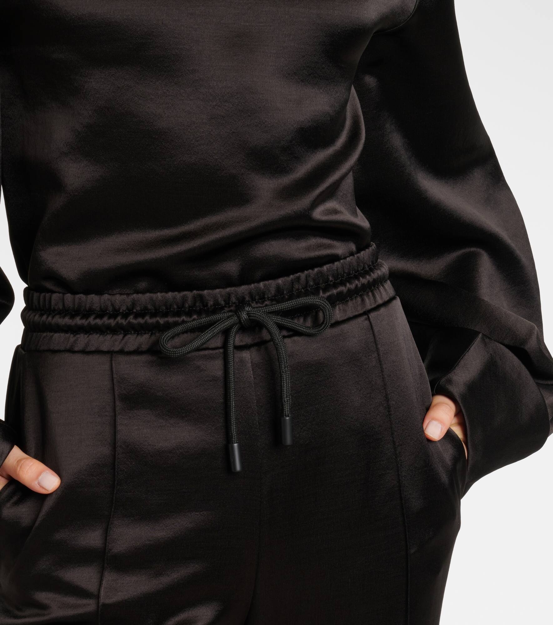 Mid-rise satin straight pants - 4