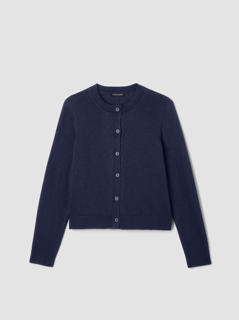 Peruvian Cotton Blend Crew Neck Cardigan 1