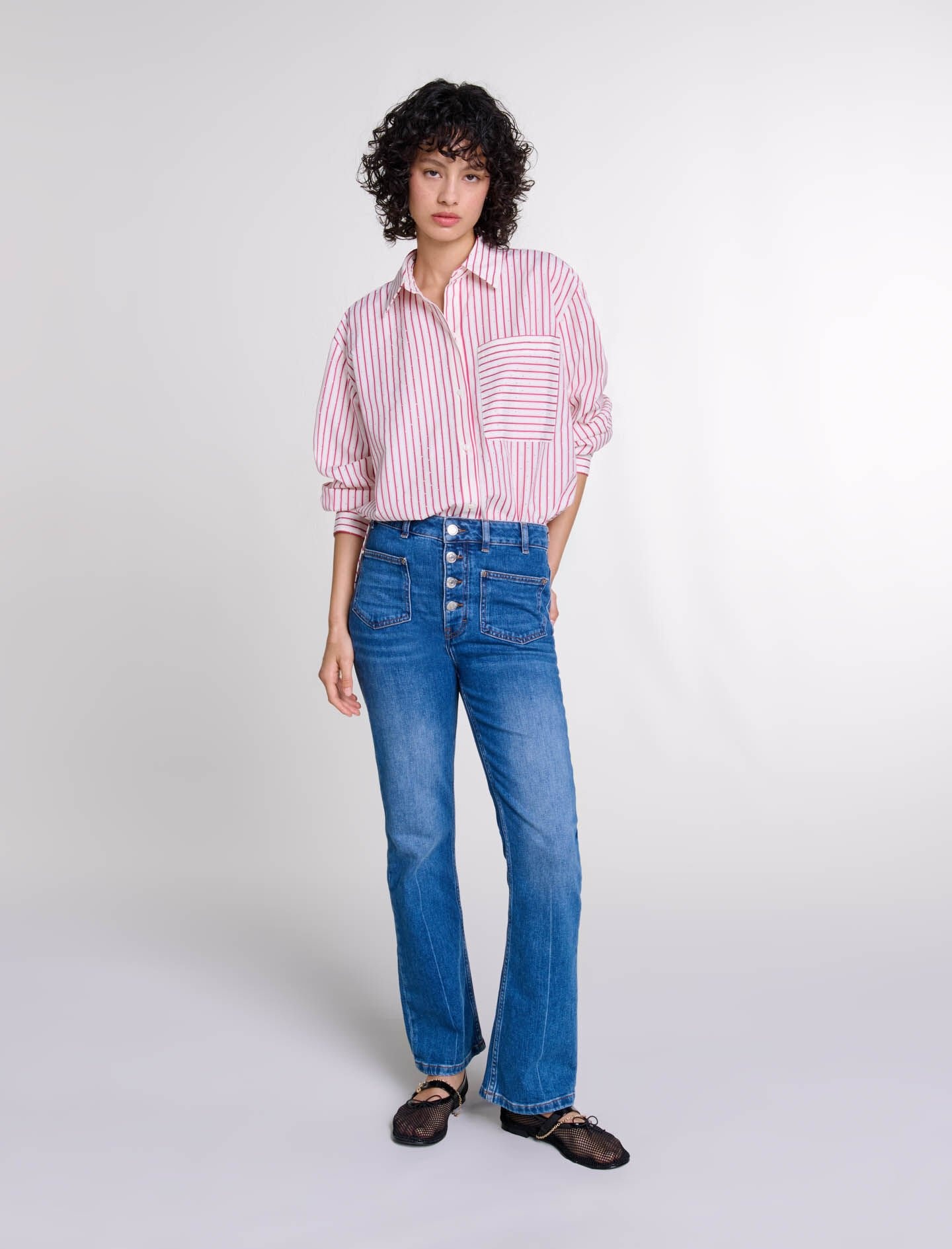 Striped rhinestone shirt - 2