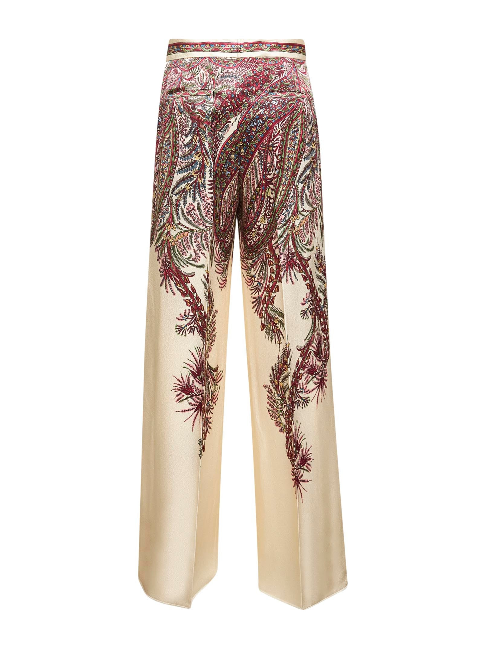 Beige printed envers satin palazzo trousers - 2