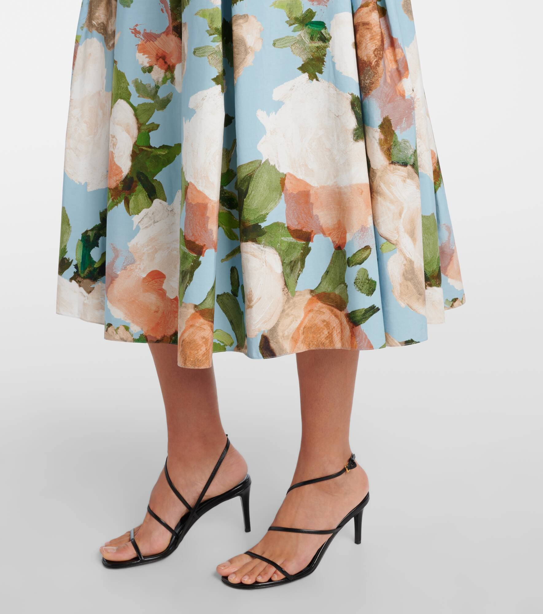 Floral pleated cotton midi skirt - 5