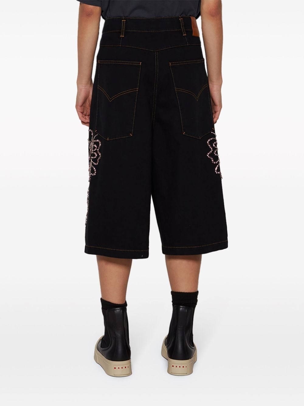 floral-embroidered cotton shorts - 5