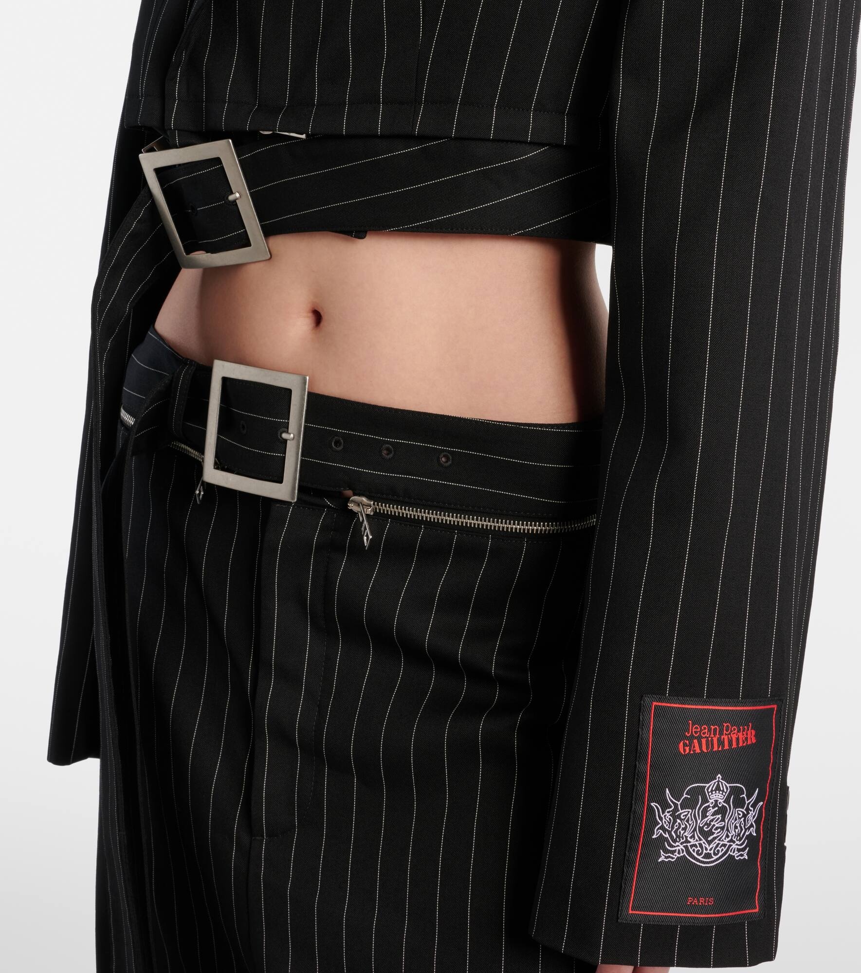 Pinstripe cropped wool blazer - 5