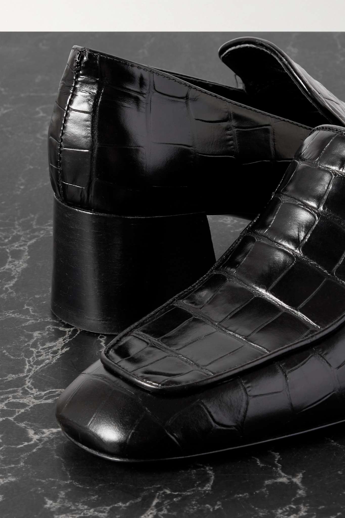 + NET SUSTAIN The Block Heel croc-effect leather pumps - 4