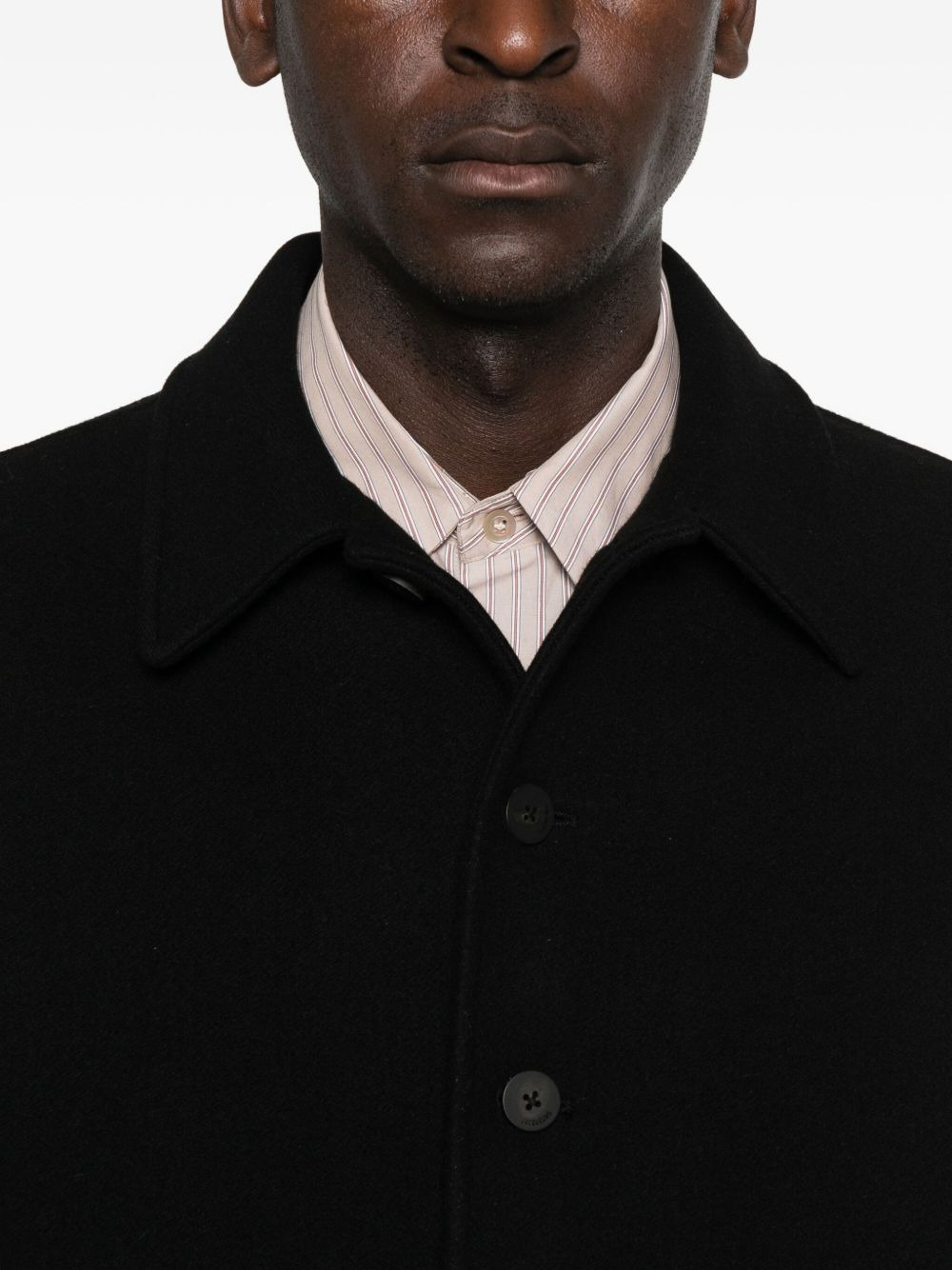 button-fastening ribbed-hem jacket - 5