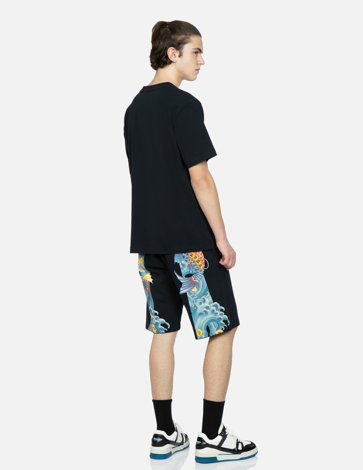 KOI-DRAGON DAICOCK PRINT SWEAT SHORTS - 3