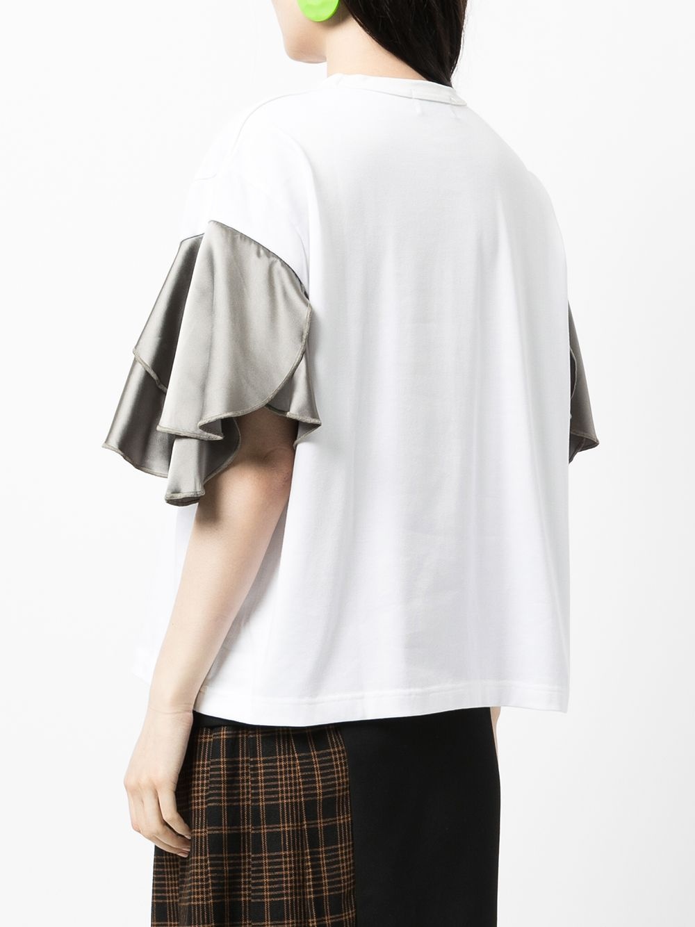 ruffled-sleeve cotton T-shirt - 4