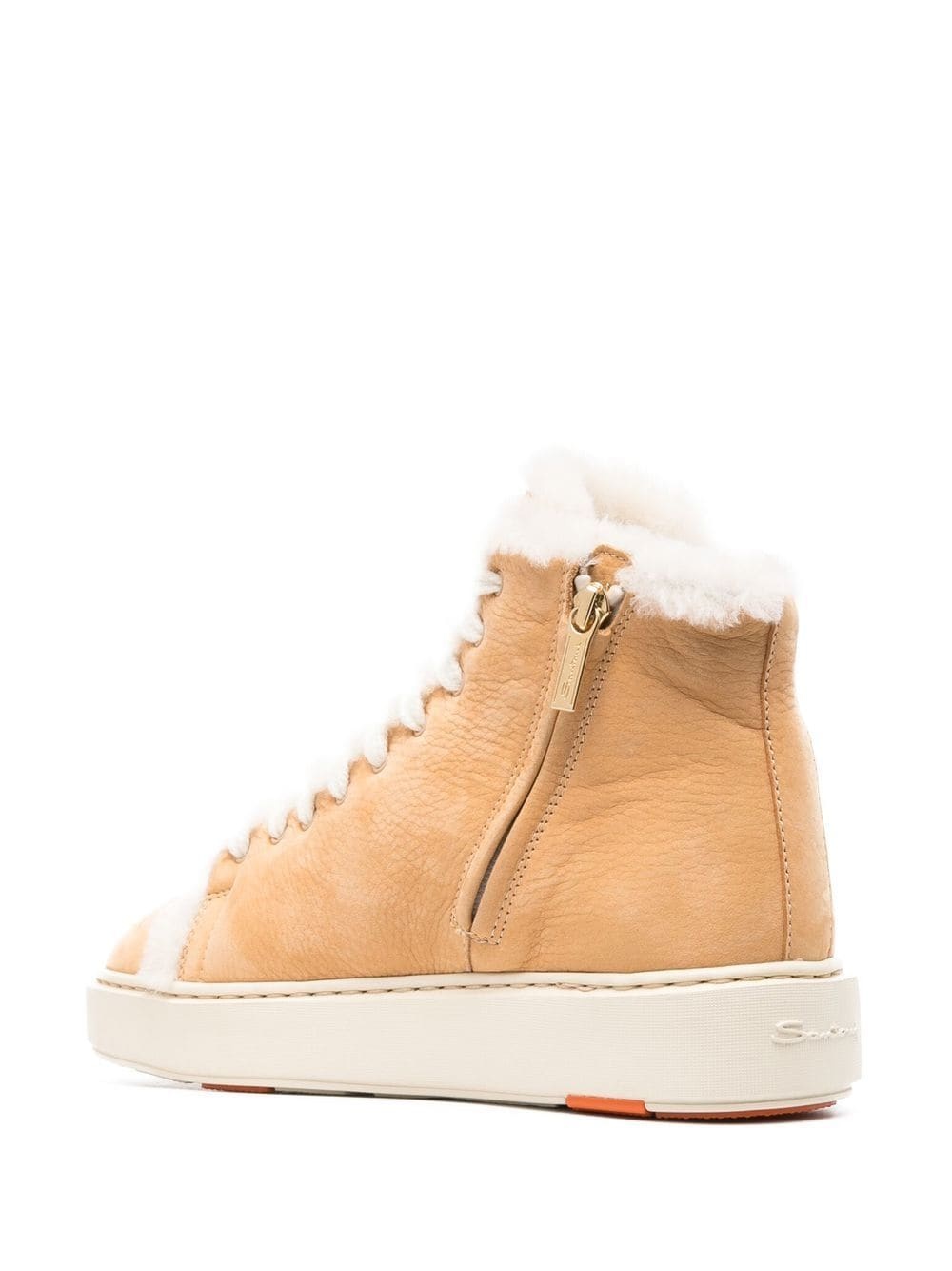 shearling-trim high-top sneakers - 3