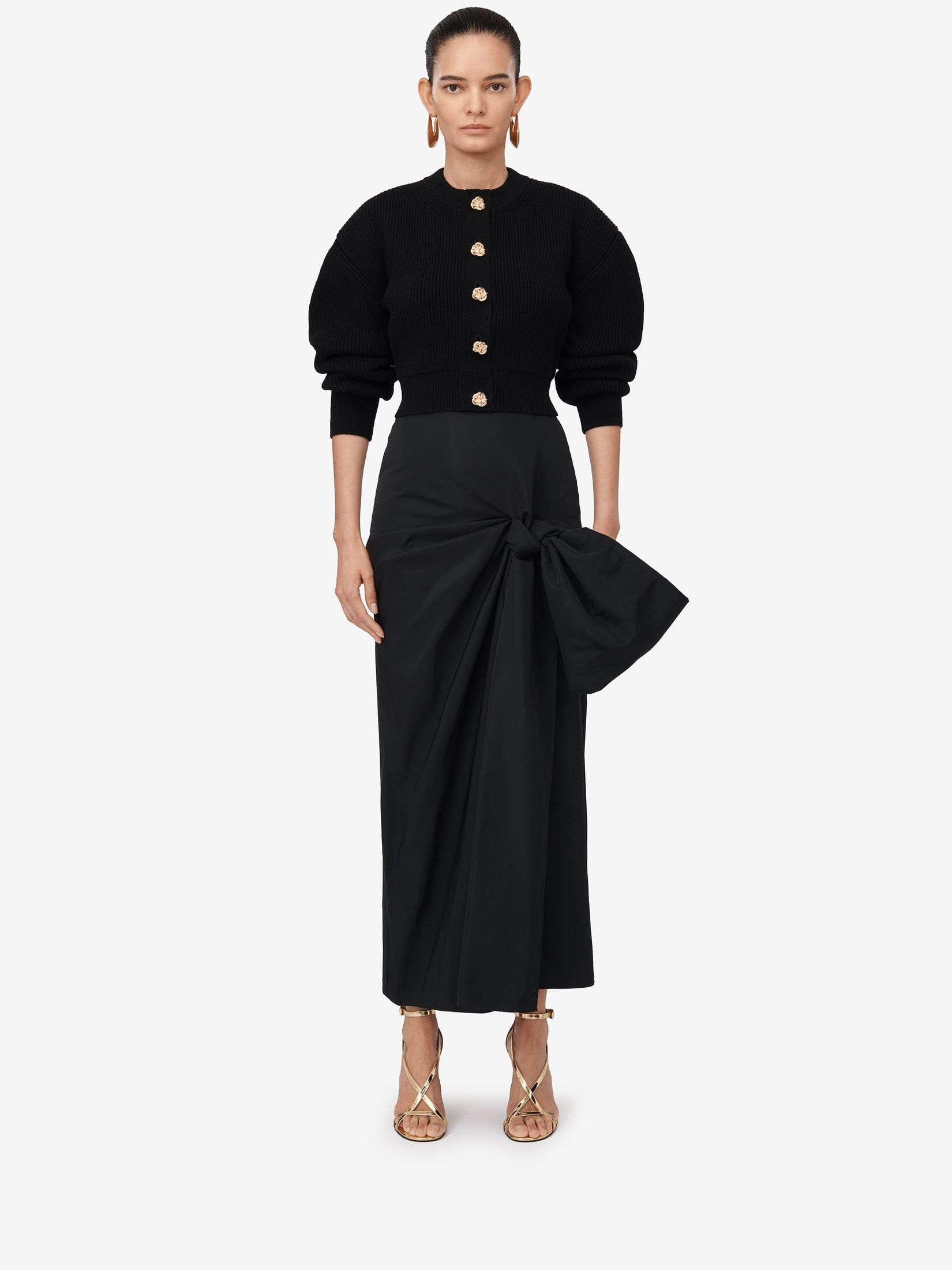 Women's Bow Detail Slim Skirt in Black - 2