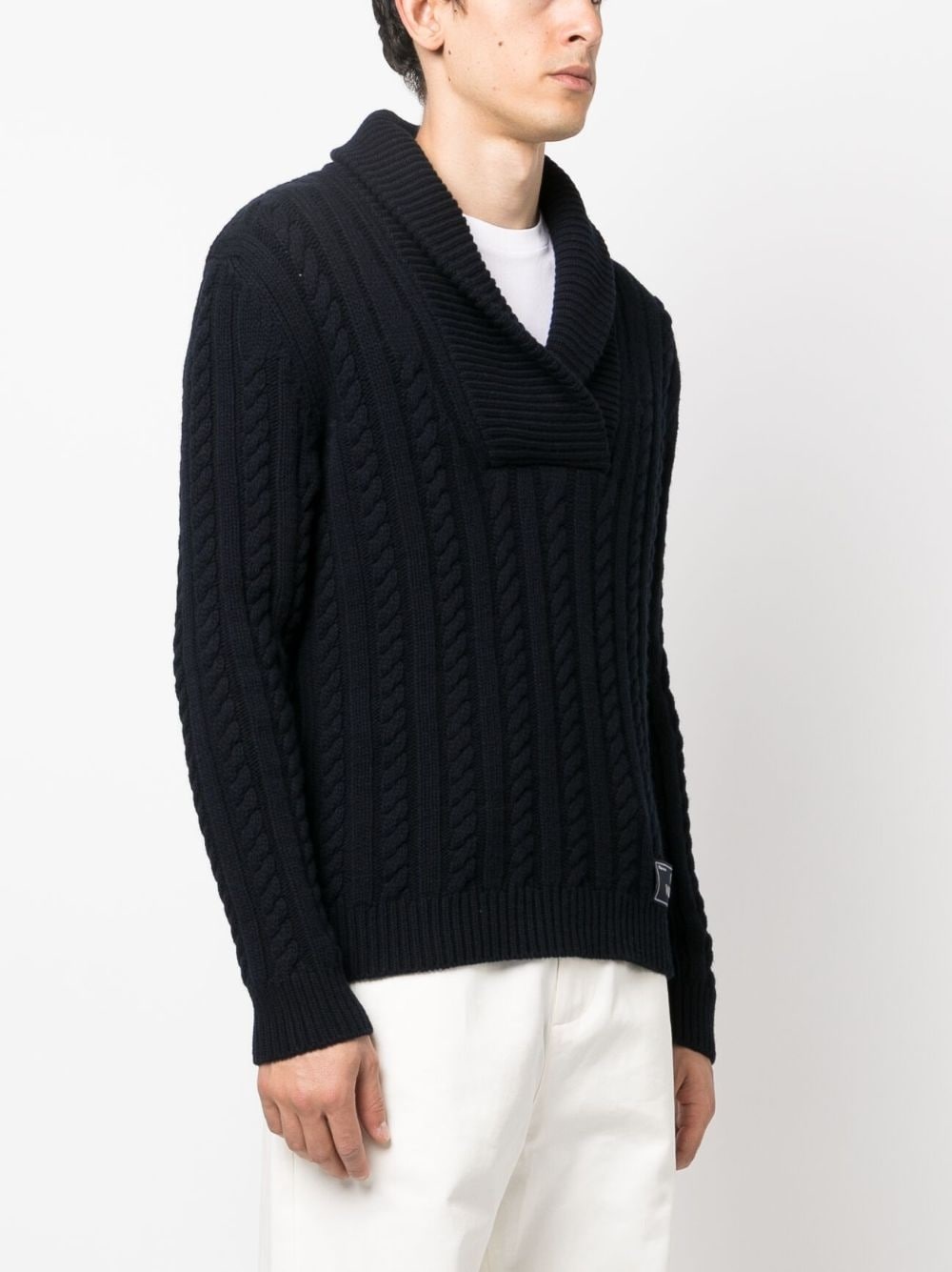 cable-knit virgin wool jumper - 3