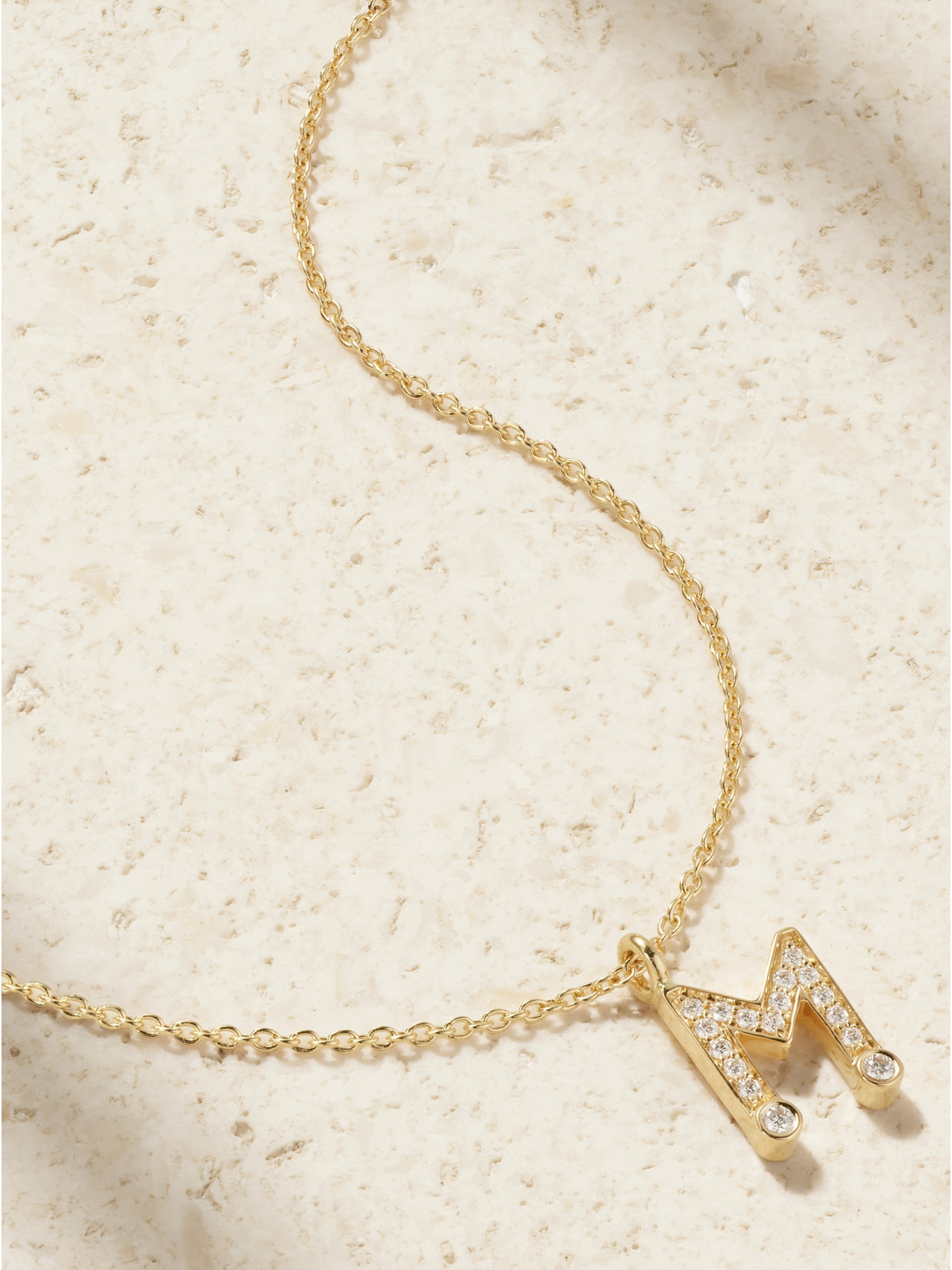 Simple Letter 18-karat Recycled Gold Diamond Necklace - 4