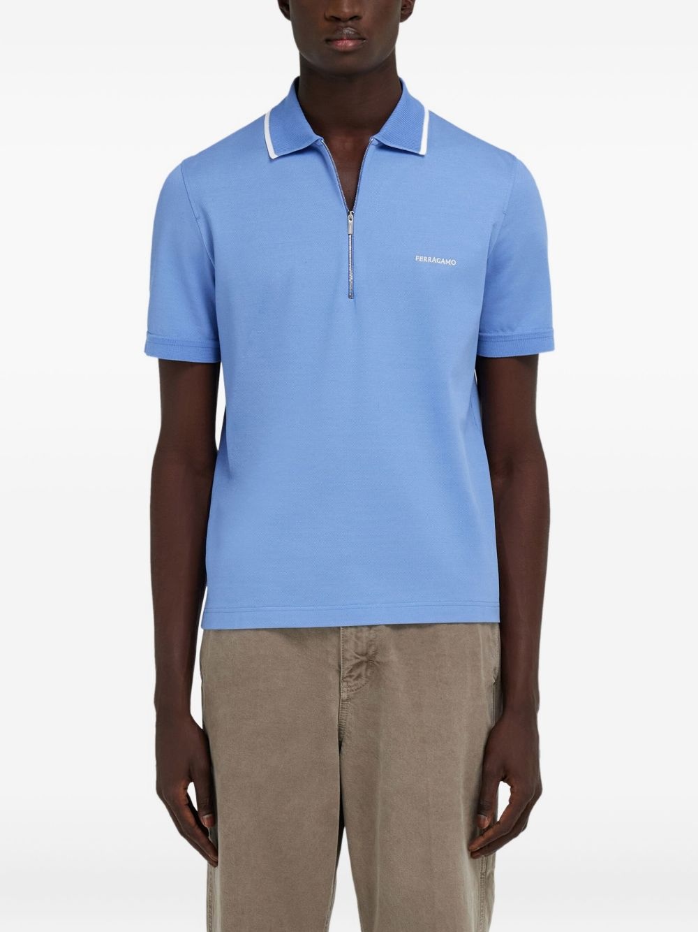 zip-up polo shirt - 3