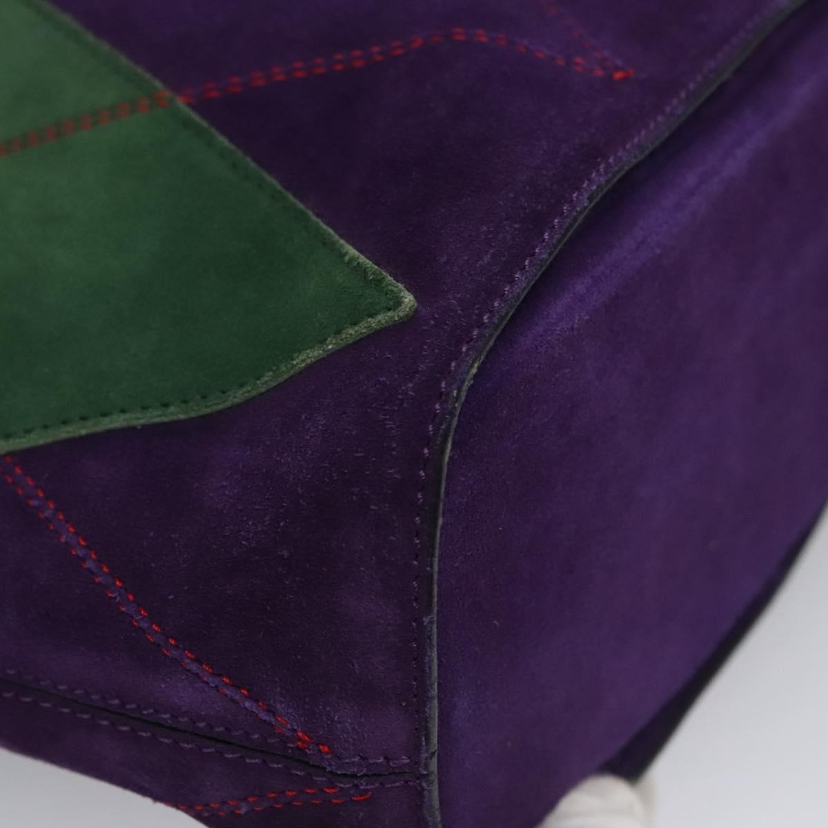 CELINE Circle Shoulder Bag Suede Purple Green Gold - 10