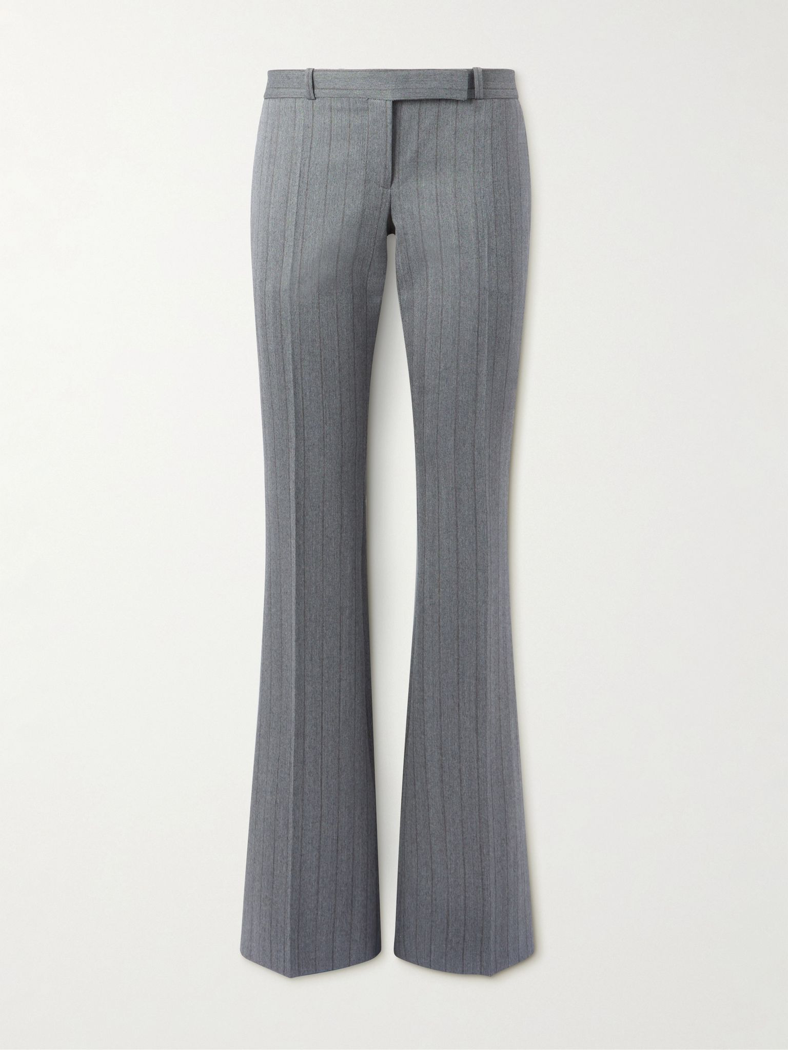 Striped herringbone wool flared pants Gray - 1