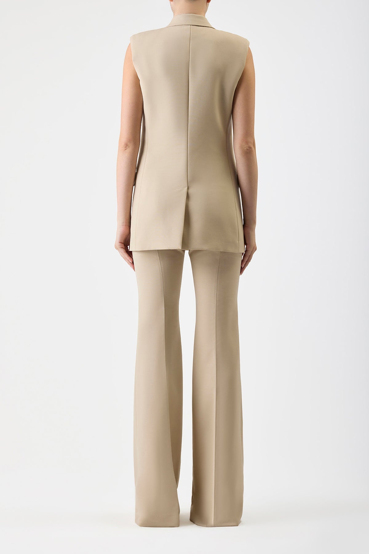 Mayte Vest in Khaki Wool - 4