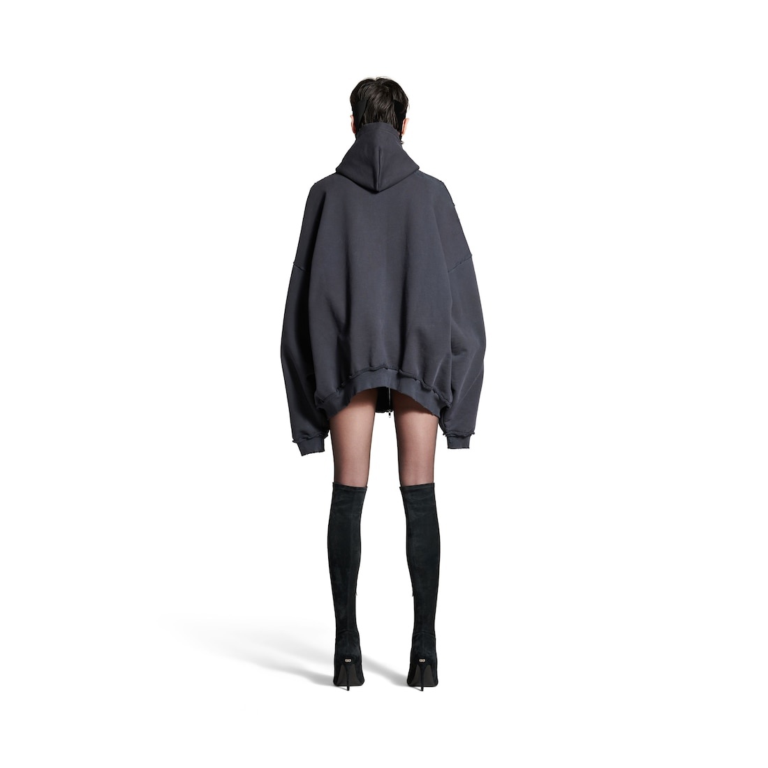 Women's Ciao Bello Pulled Hoodie Large Fit in Black - 4