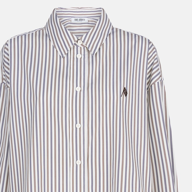 The Attico White Diana Striped Shirt Women - 2