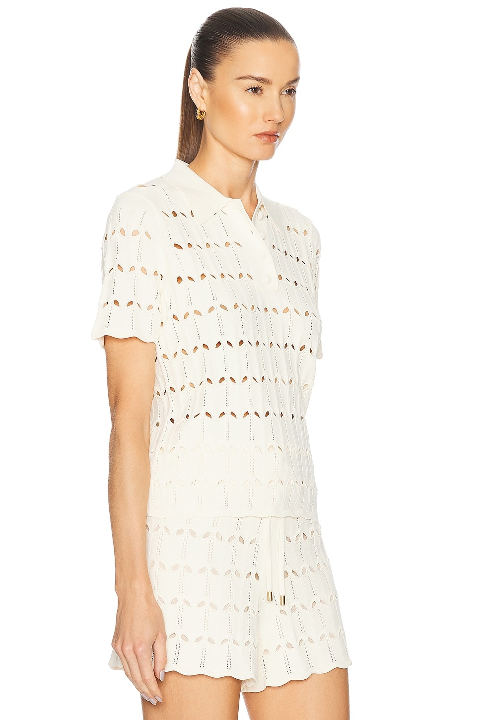 Rhiannon Pointelle Polo Top - 2