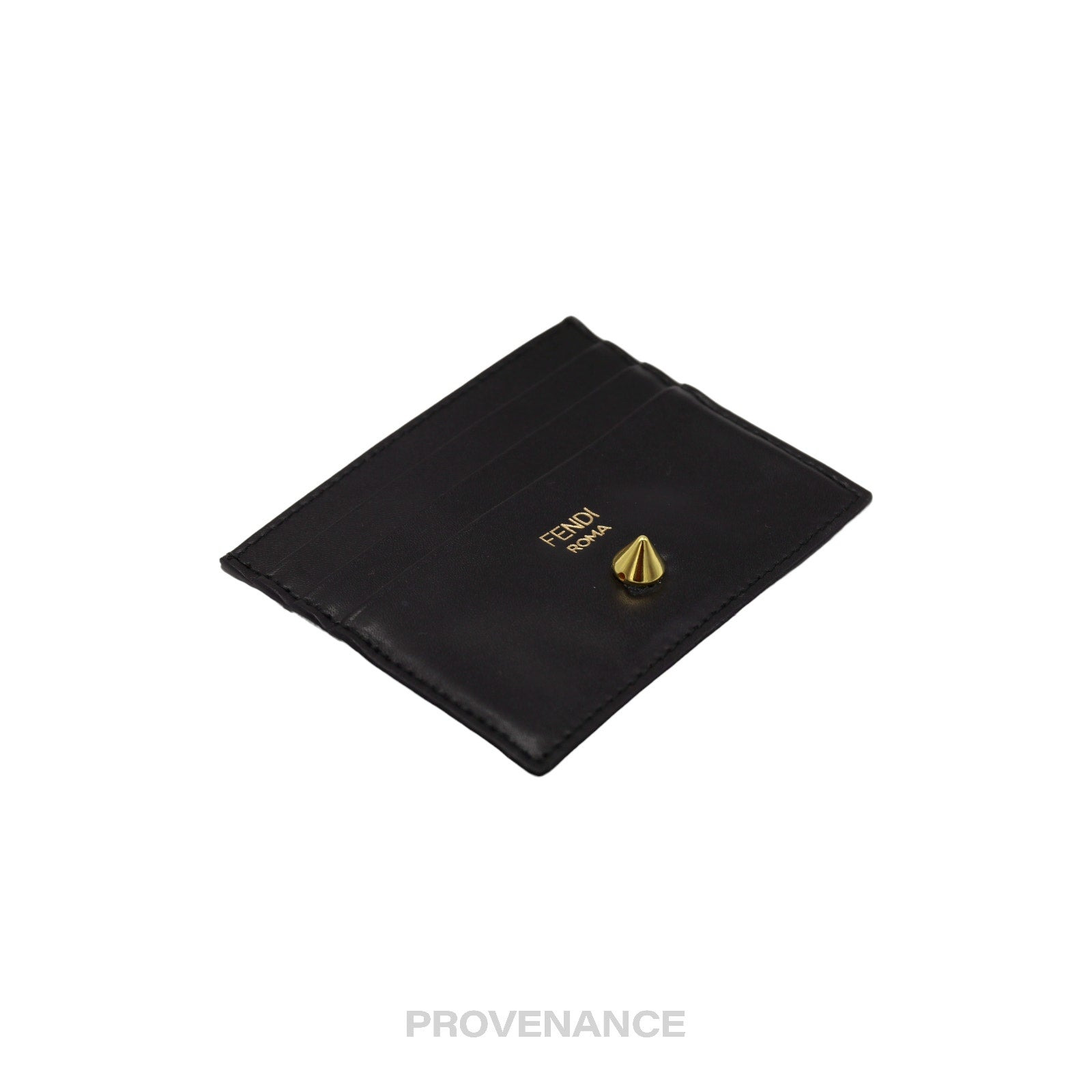 Fendi Stud Card Holder Wallet - Black - 3