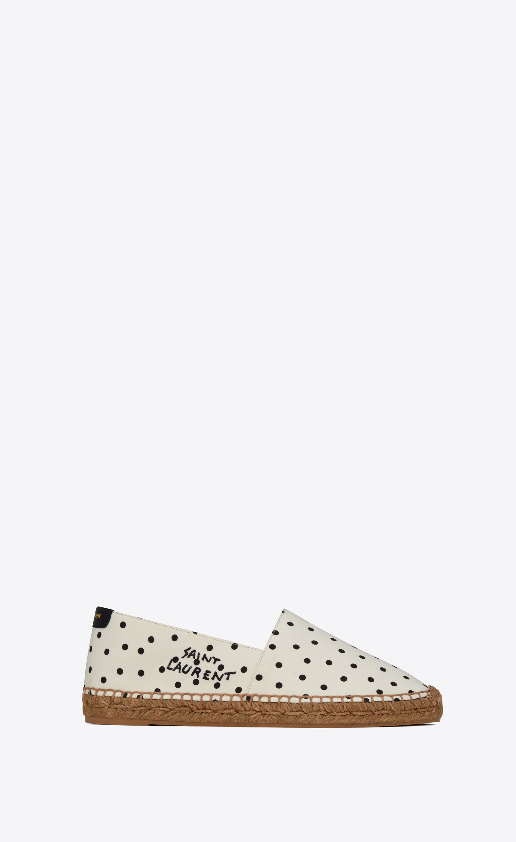 saint laurent embroidered espadrilles in dotted canvas and leather - 1