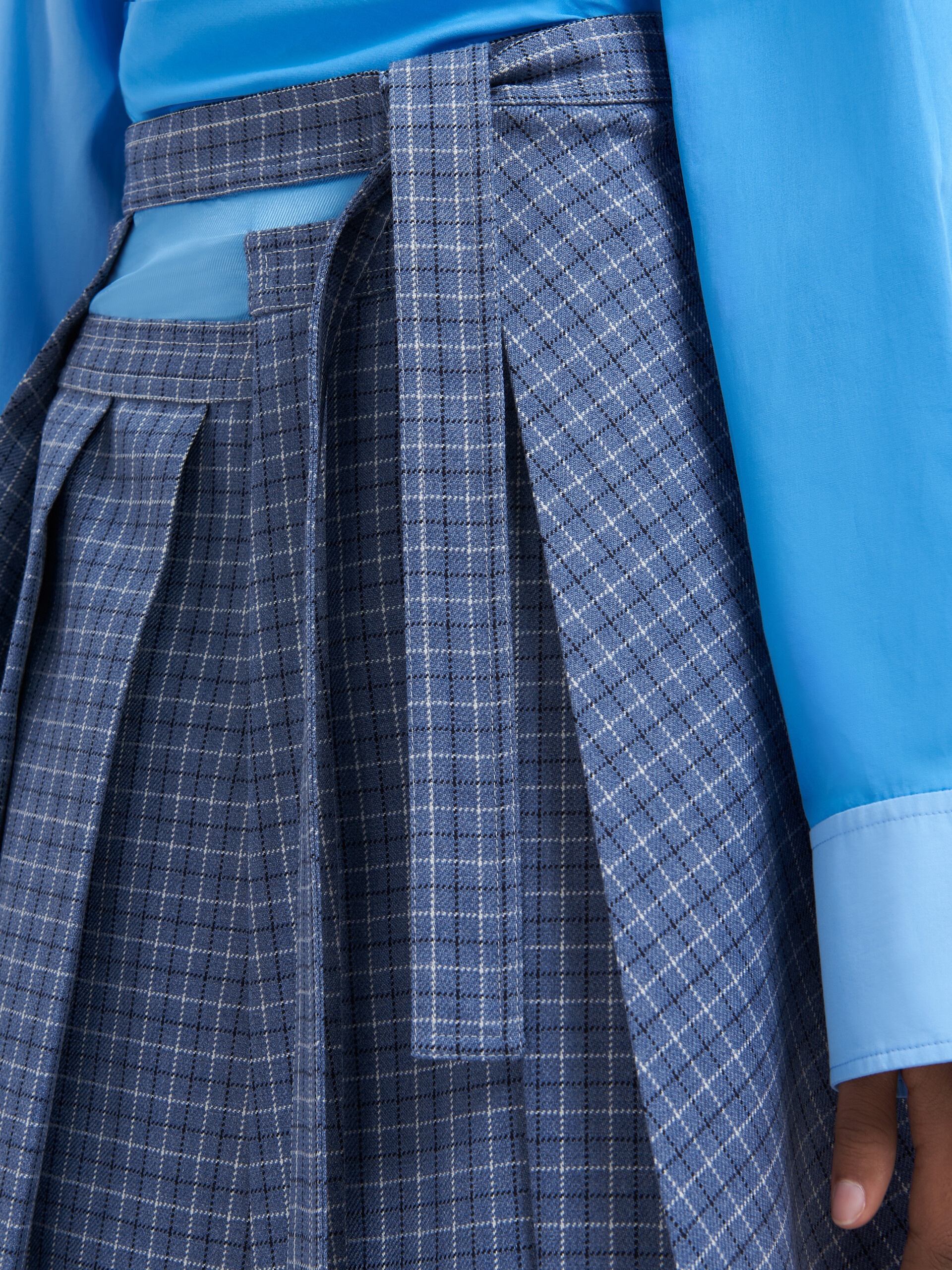 CHECK WOOL TWILL SKIRT - 4