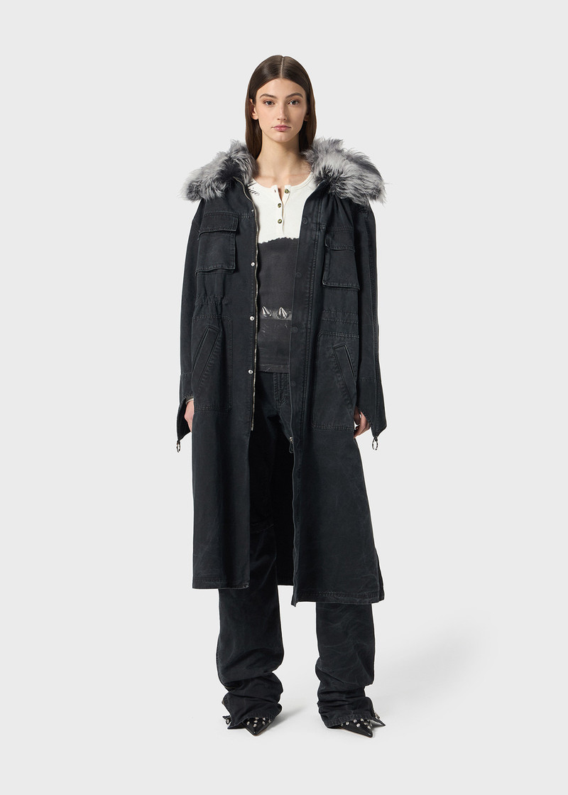 Blumarine CANVAS PARKA JACKET WITH FAUX FUR COLLAR outlook