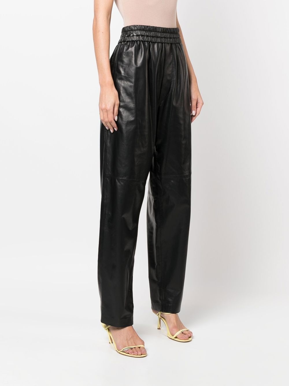 high-waist leather trousers - 3