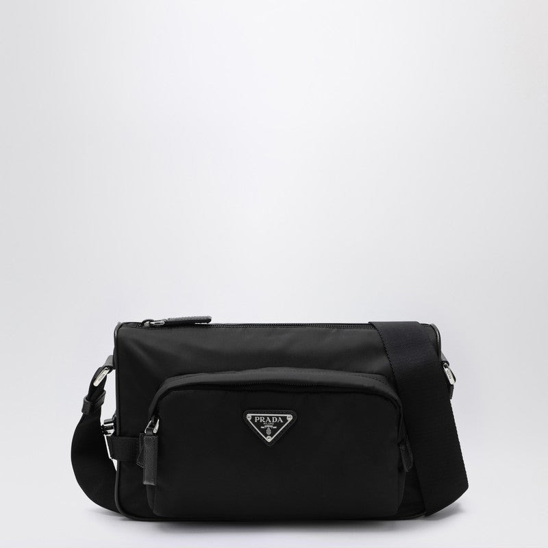 Prada Medium Black Crossbody Bag In Re-Nylon And Saffiano Men - 1